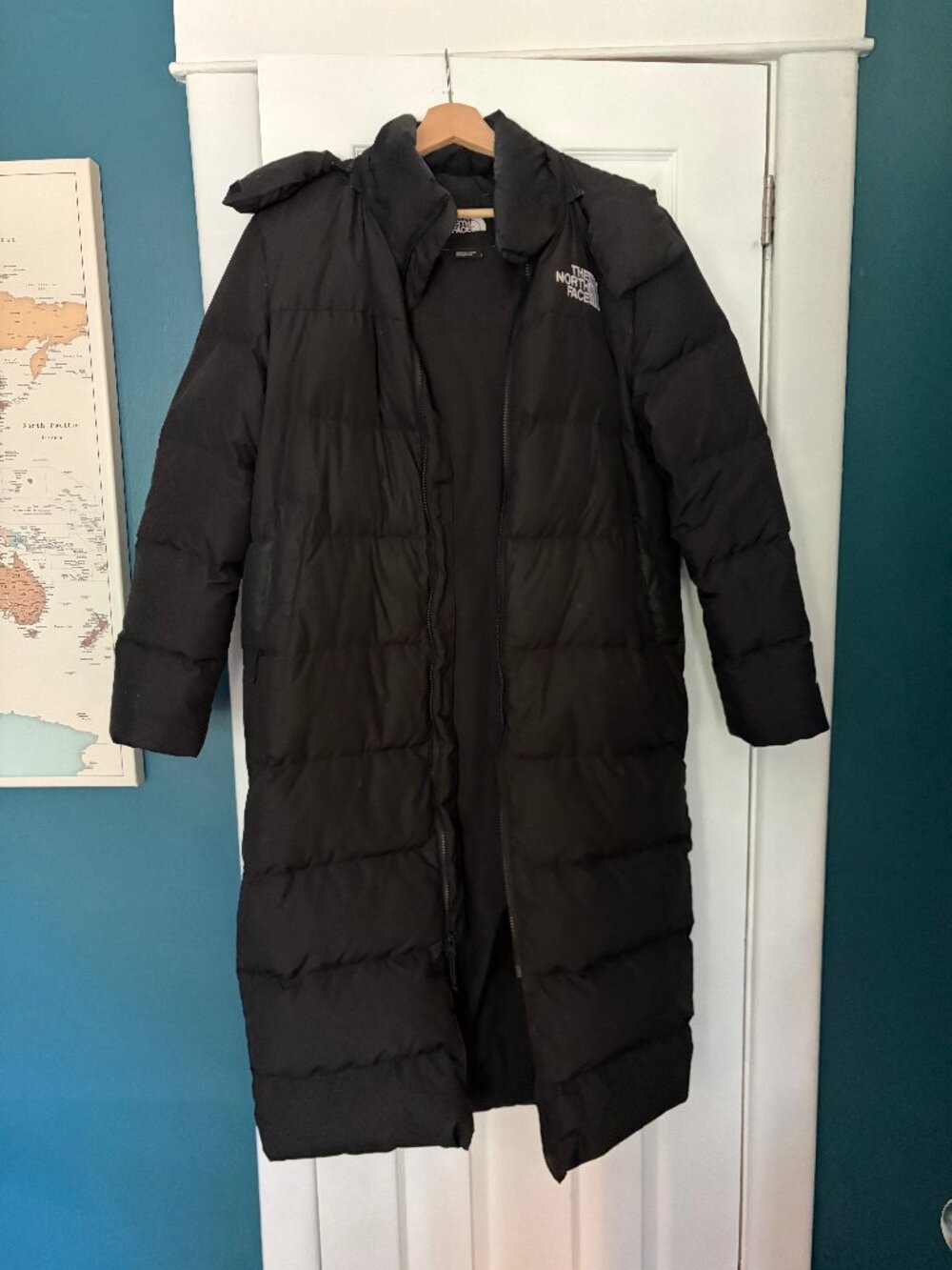 The North Face Women's Long Down Puffer Parka Black Hooded Winter Coat Size S